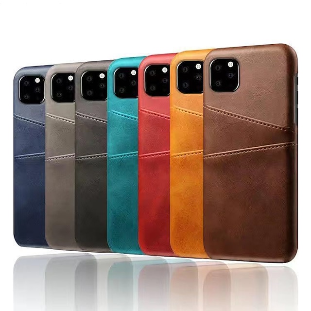  Phone Case For iPhone 15 Pro Max Plus iPhone 14 13 12 11 Pro Max Mini SE X XR XS Max 8 7 Plus Back Cover Wallet Case Card Slot Solid Color Hard Genuine Leather