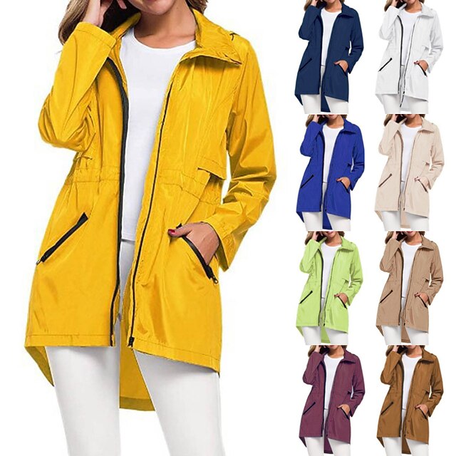Women's Rain Jacket Waterproof Hiking Jacket Hiking Raincoat PU Leather Outdoor Windproof