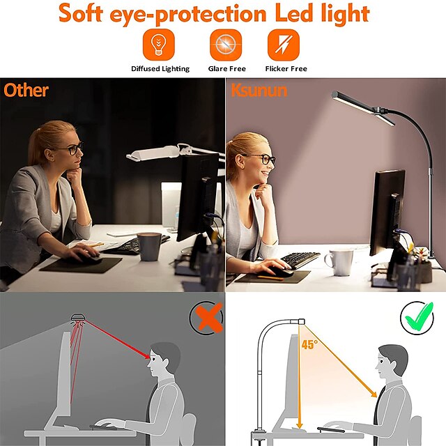 Double Head LED Clip Remote Control Desk Lamp Architect Table Lamp for