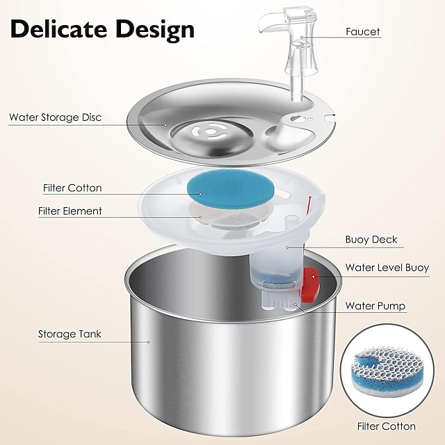  factory all stainless steel pet water dispenser automatic circulation cat water dispenser smart pet water feeder flowing water