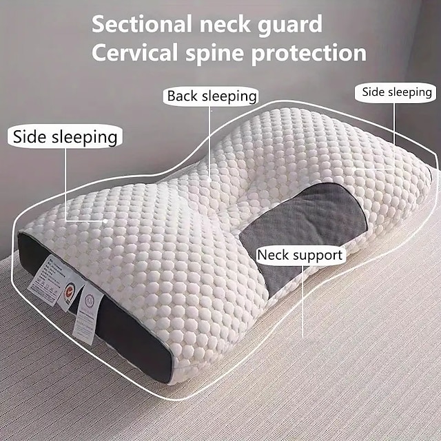  1pc Knitted Antibacterial Cotton Neck Pillow For Adults To Help Sleep Soft Adjustable Ergonomic Orthopedic Contour Support Pillow Removable Cover