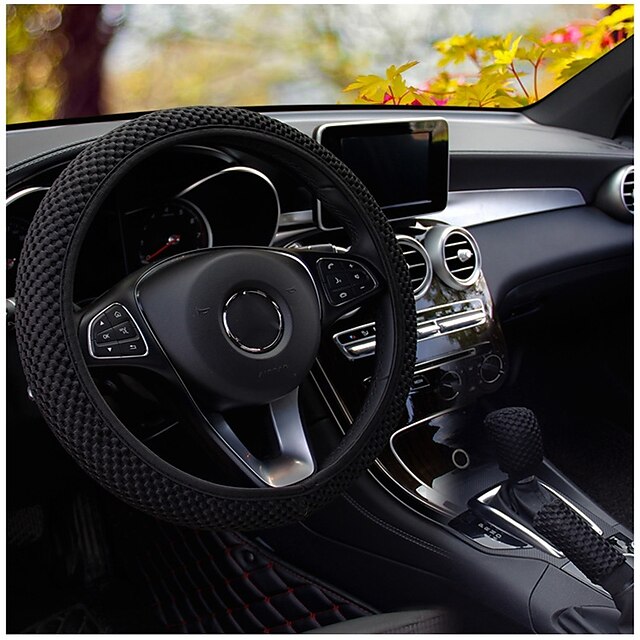  Capa de volante com fio de gelo leve, universal, 38cm, resistente ao desgaste, antiderrapante, acessórios de modificação de carro, sem anel interno, 1 peça