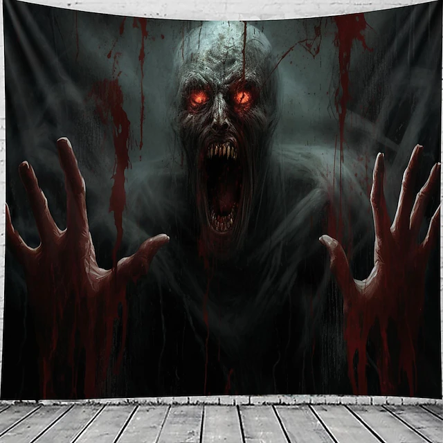 Halloween Horror Hanging Tapestry Zombie Wall Art Large Tapestry Mural Decor Photograph Backdrop Blanket Curtain Home Bedroom Living Room Decoration Halloween Decorations 10