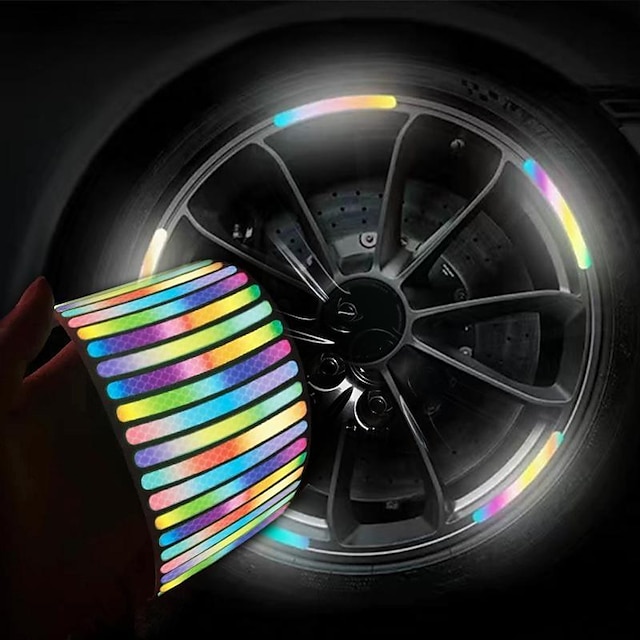  40ks duhová nálepka na náboj kola auta reflexní proužek dekorativní nálepka svítící bezpečnostní noční jízda dekorace kola auta