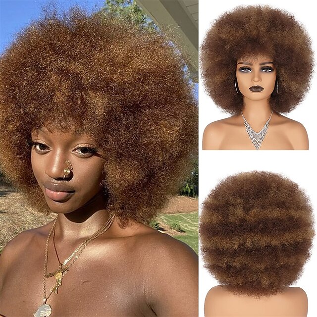  capelli afro colore bianco parrucche per donne nere parrucca glueless wear and go parrucca resistente al calore anni '70 parrucca afro sintetica per costume da festa e cosplay parrucche di halloween