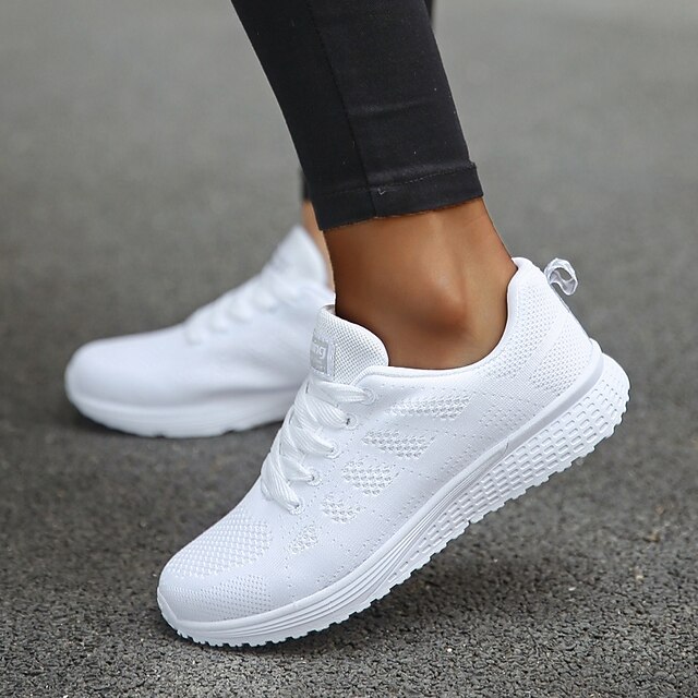 Women's Plain toe Low Top Lightweight Sneakers Shoes