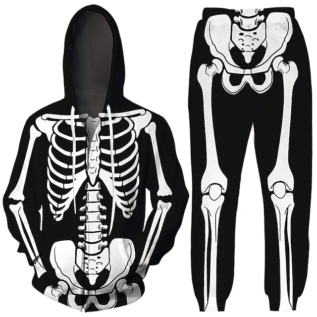  Хэллоуин Скелет Инвентарь Толстовка Спортивный костюм Аниме Графический Брюки Толстовка Назначение Для пары Муж. Жен. Взрослые 3D печать На каждый день
