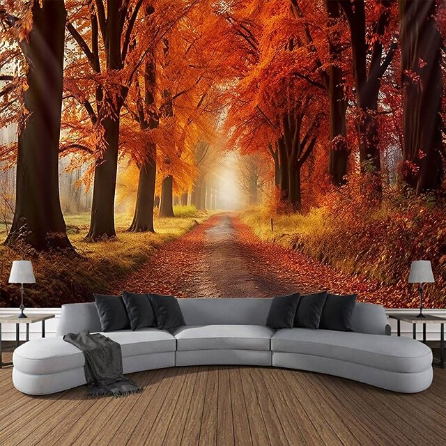 Fall Forest Hanging Tapestry Wall Art Large Tapestry Mural Decor Photograph Backdrop Blanket Curtain Home Bedroom Living Room Decoration 14