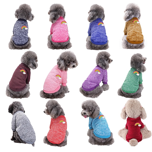  regnbåge hundkläder stickad hundtröja mjuk förtjockad varm hundskjorta vinter hundtröja