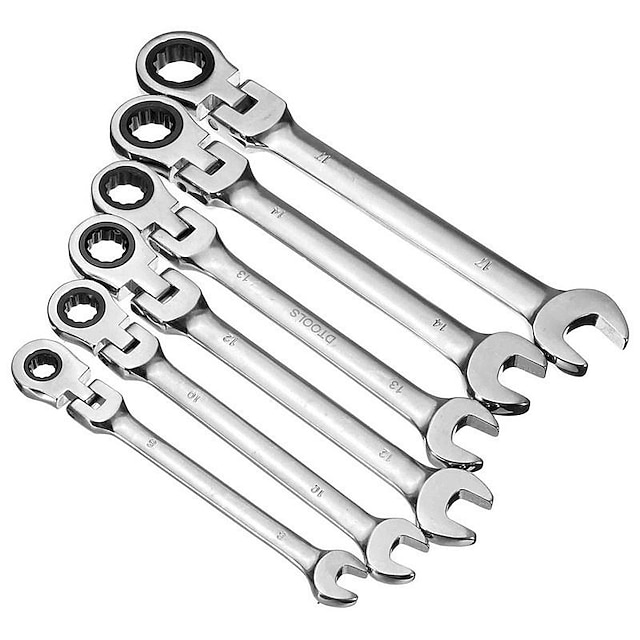  6 unids/set de acero al carbono de extremo abierto 8-17mm llave combinada de torsión herramientas de reparación de automóviles juego de llaves de trinquete de actividades
