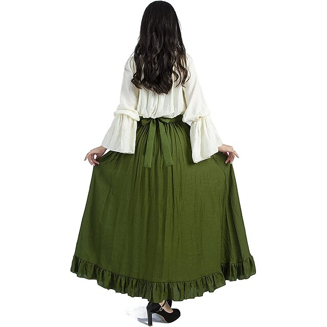 Rococo Victorian Vintage Inspired Dress Cosplay Wigs Shakespeare Flare Cuff Sleeve Ren Faire Adults' Dress Solid Color Ball Gown Color yellow Women's Royal Halloween Carnival Party Evening Dress Valentine's DayParty Masquerade Adults' Dress All