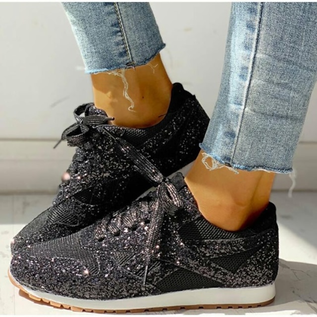 Women's Trainers Athletic Shoes Sneakers Sequins Plus Size Bling Bling ...