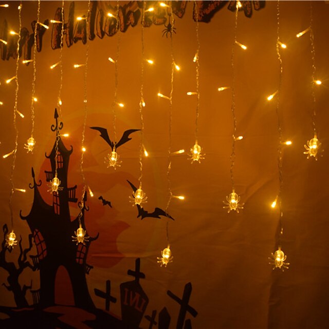  ハロウィーンの飾り 3.5m 96LED LED つららカーテンストリングライト、3D パンプキン ゴースト ランタン ホームパーティー用 ホリデーライト EU 米国 AU 英国プラグ