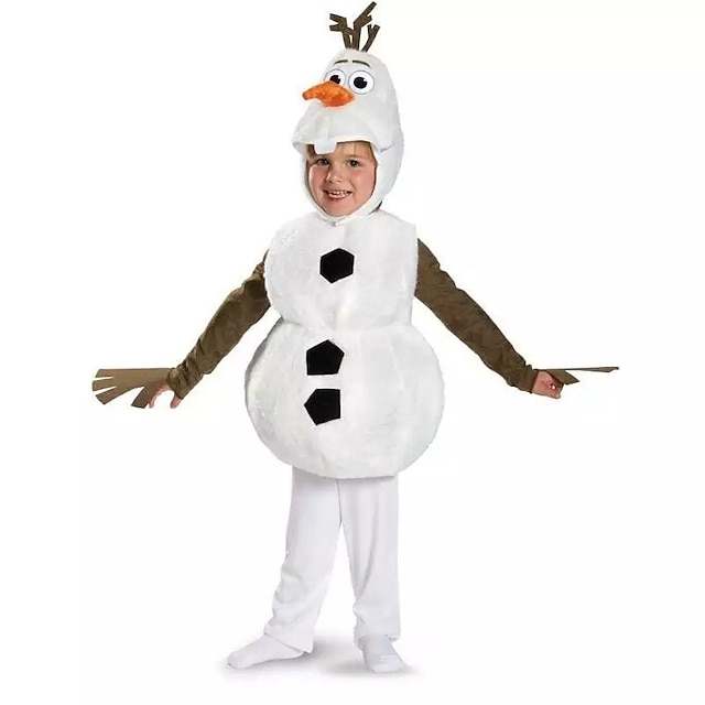  Frozen Olaf Costume da festa a tema Da ragazzo Da ragazza Cosplay di film Cosplay Halloween Bianco Halloween Carnevale Mascherata Set di accessori
