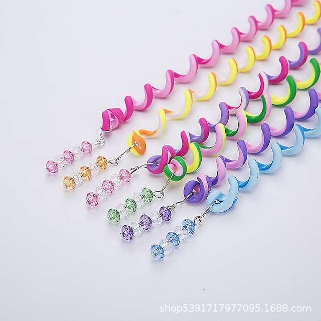 6 accesorios para el cabello trenzados coloridos para niñas: tocado en forma de cable de teléfono con cuerda para el cabello rizado