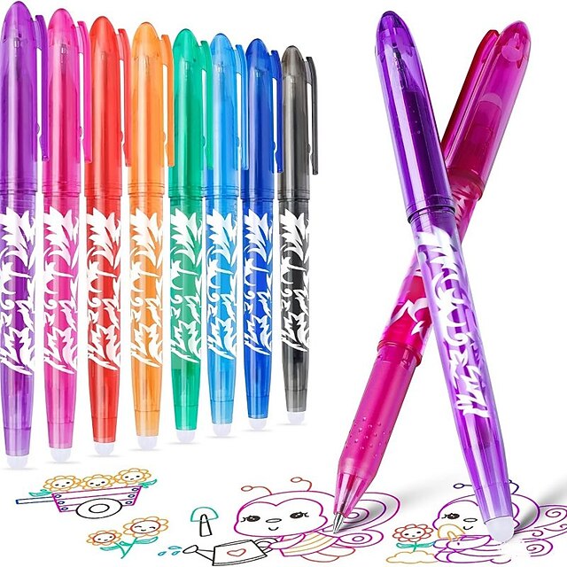 Erasable Pens Erasable Gel Pens 0.5mm Tip Rub Out Pens with Rubber for