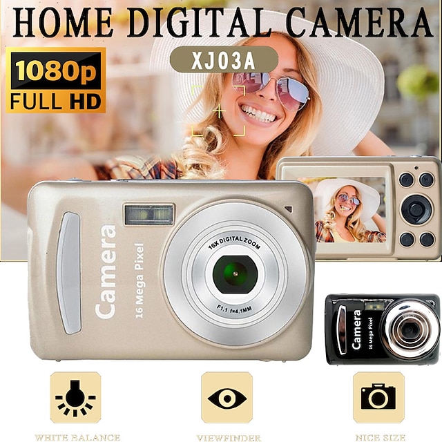  HD 1080p otthoni digitális fényképezőgép kamera 16 MP digitális tükörreflexes fényképezőgép 4x digitális zoom 1,77 hüvelykes LCD képernyővel