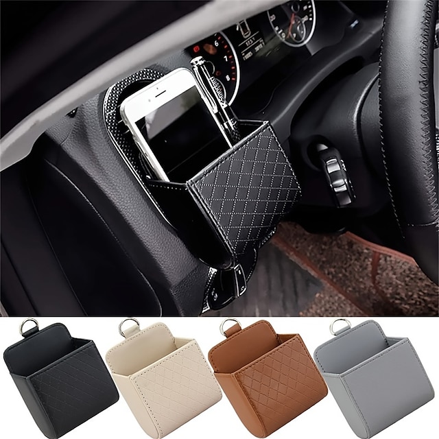  Car Storage box Air Vent Dashboard Tidy Hanging Leather Organizer Box Glasses Phone Holder Car Accessories