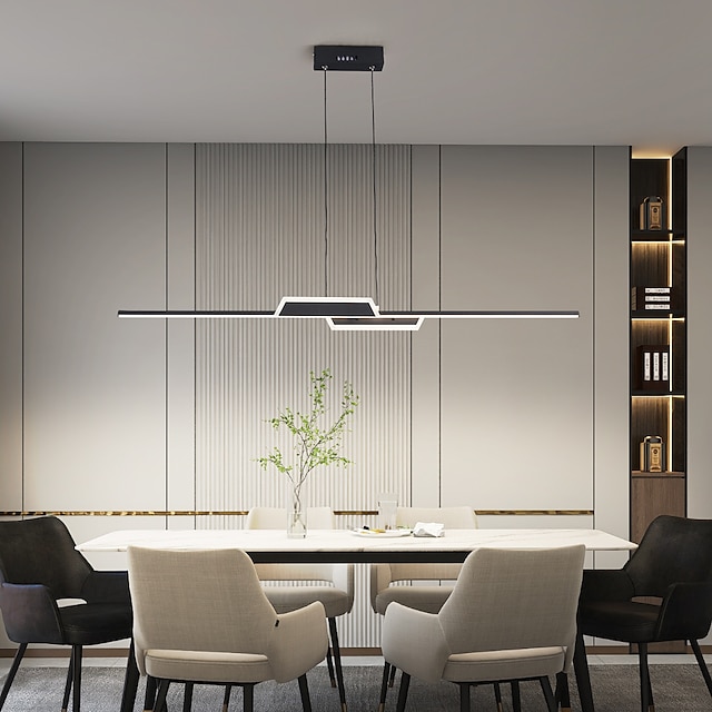  led hanglamp moderne lijn design met afstandsbediening 100cm acryl metalen ketting verstelbare hanglamp voor keuken eetkamer woonkamer kantoor 110-240v