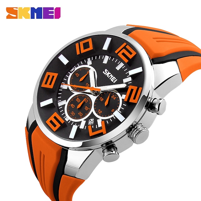  Mens skmei chronomètre montres de luxe bracelet en silicone montres décontractées pour hommes étanche quartz 9128 horloge
