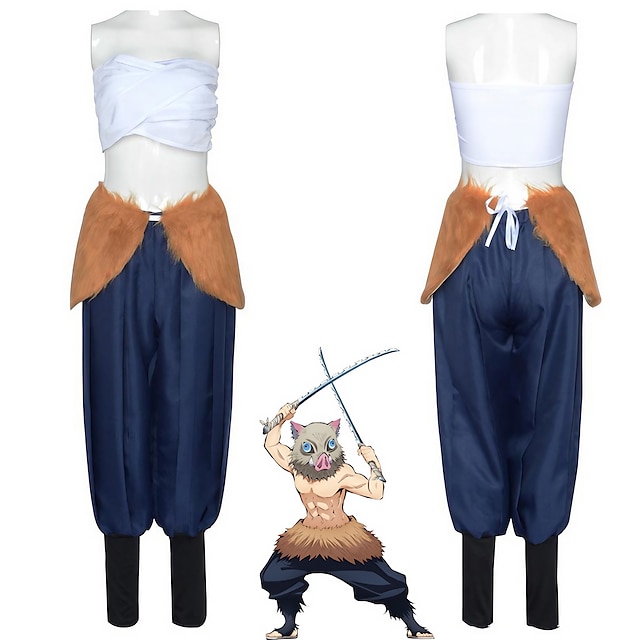  Inspiriert von Dämonen Jäger Inosuke Hashibira Anime Cosplay Kostüme Japanisch Halloween Cosplay-Anzüge Rock BH Taille Accessoire Für Damen