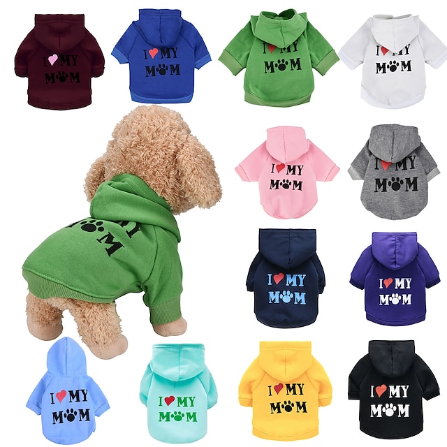  hond hoodie fleece tweebenige hond engels printen en printen mama kat hondenkleding met schouders en hoeden ik hou van mama hoed trui