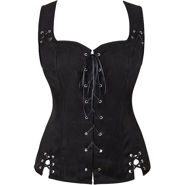  Retro Vintage Medieval Renaissance Suede Vest Pirate Viking Drawstring Solid Colored Fancy Dress Women's Pirate Fantasy Steampunk Halloween Carnival Masquerade LARP Ren Faire Adults' Vest Top All