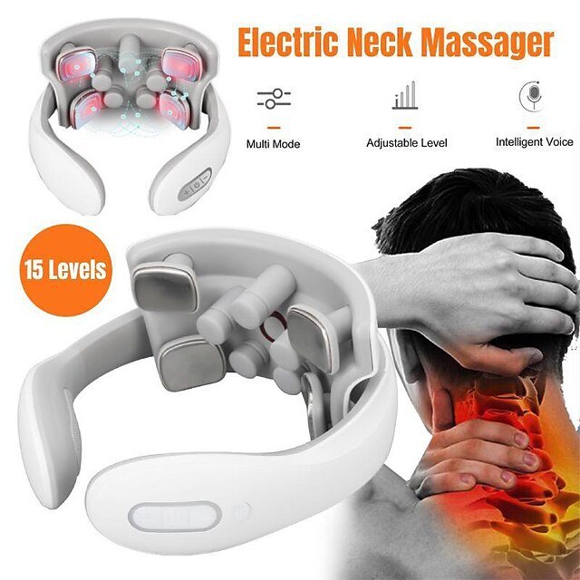  elektrische puls nekmassager voor pijnverlichting intelligente nekmassager met warmte draagbare nekmassager voor vrouwen mannen geschenk