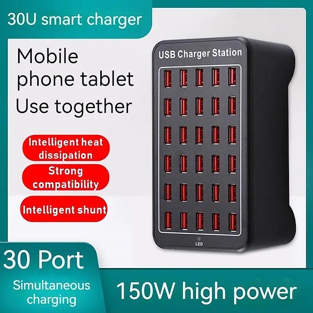  מטען רב USB 150 וואט תחנת טעינה מהירה usb 30 יציאות אוניברסלי carregador portatil לאייפון 13 סמסונג שיאומי אייפד טאבלט
