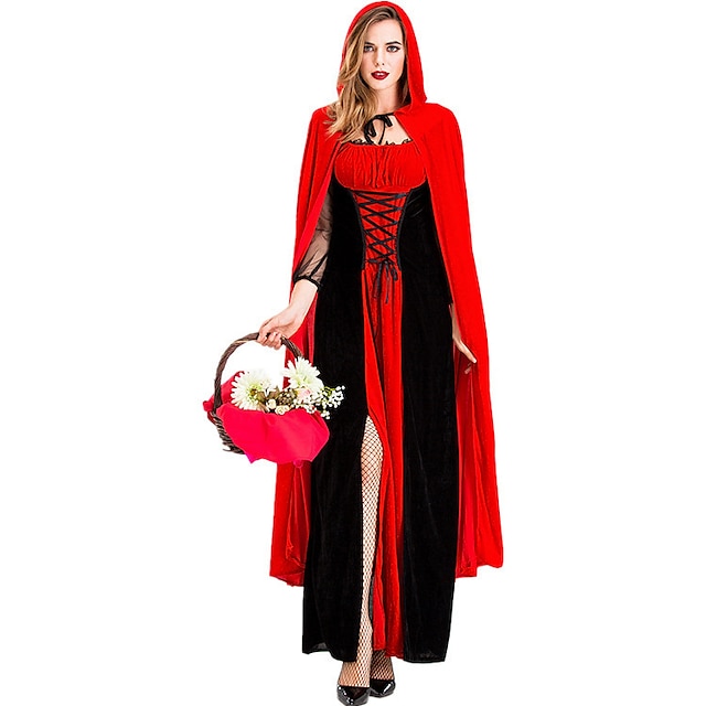  Rotkäppchen Halloween Cosplay Kostüm Partykostüm Maskerade Mittelalterlich Erwachsene Damen Karneval Maskerade Party Halloween Maskerade Einfache Halloween-Kostüme Verkleiden