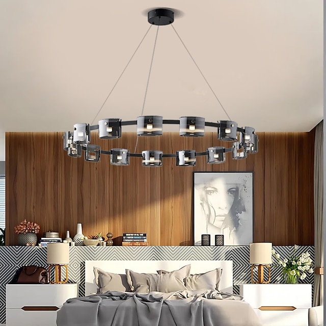  מנורת נברשת תקרה שחור קריסטל נברשת יוקרה מודרנית בית חווה נברשת קריסטל תקרה אור תואם עם סלון מבואה חדר אוכל מסדרון חדר שינה 85-265v