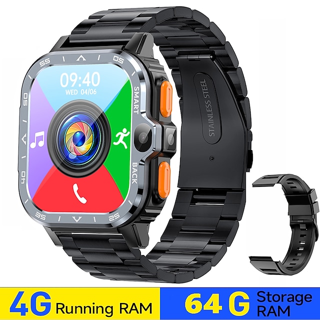  iMosi S6 Slimme horloge 2.03 inch(es) Smart horloge 4G Stappenteller Gespreksherinnering Activiteitentracker Compatibel met: Smartphone Dames Heren GPS Handsfree bellen Waterbestendig IP 67 43 mm