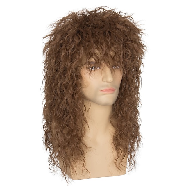 BERRYLION 80s Outfit For Men|Synthetic Curly Mens Wig|Long