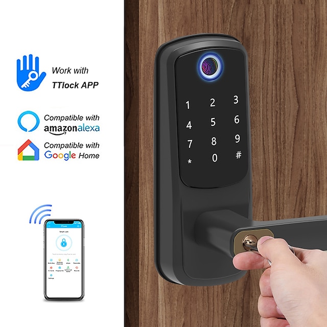  RF-S825 alliage de zinc Verrou intelligent Sécurité de la maison intelligente Système Déblocage d'empreinte digitale / Déblocage du mot de passe / Déverrouillage Bluetooth Pour la Maison / Maison