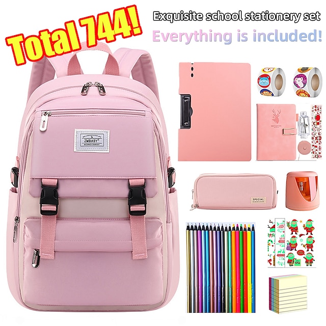  744 Pieces Back to School Supplies Kit for Kids K-12, School Essentials Supplies Set Bulk for Girls, Boys, Teachers. Includes Backpack, Pencils, Folders, Notebooks and Much More for Students All Ages