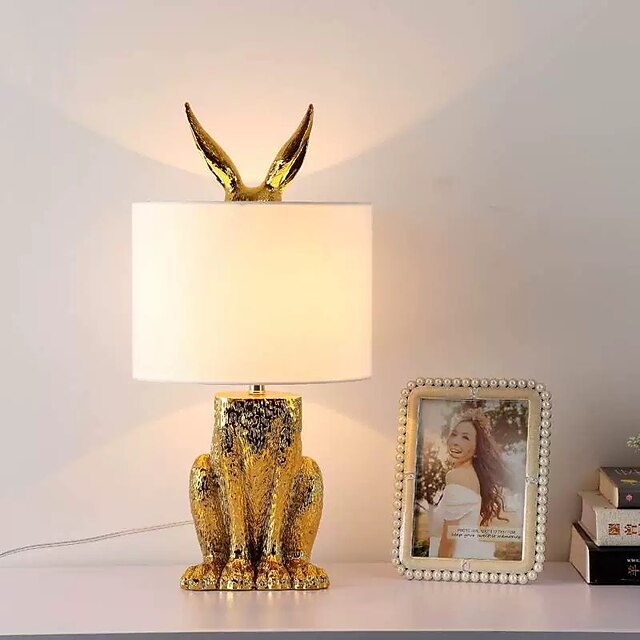  lampe de table moderne led lapin doré lampe de table avec ampoule e27 chambre luminaires de chevet pour salon salle à manger bureau bureau lumières 110-240v