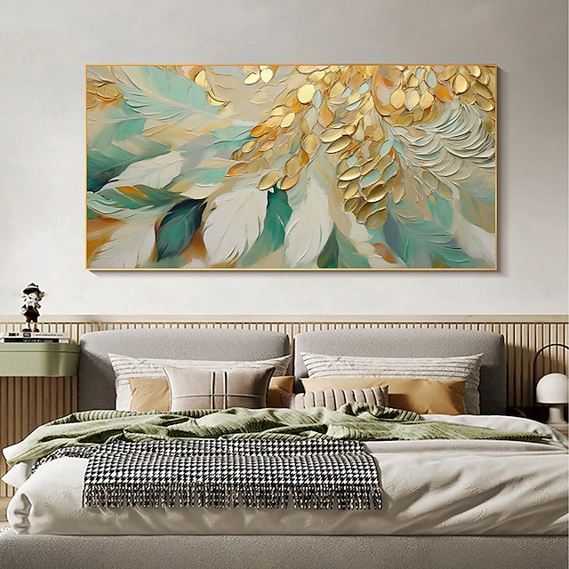 Large Wall Art painting Handmade Feather oil painting Hand Painted heavy texture painting Abstract artwork for living room Home Decoration Decor Rolled Canvas 19