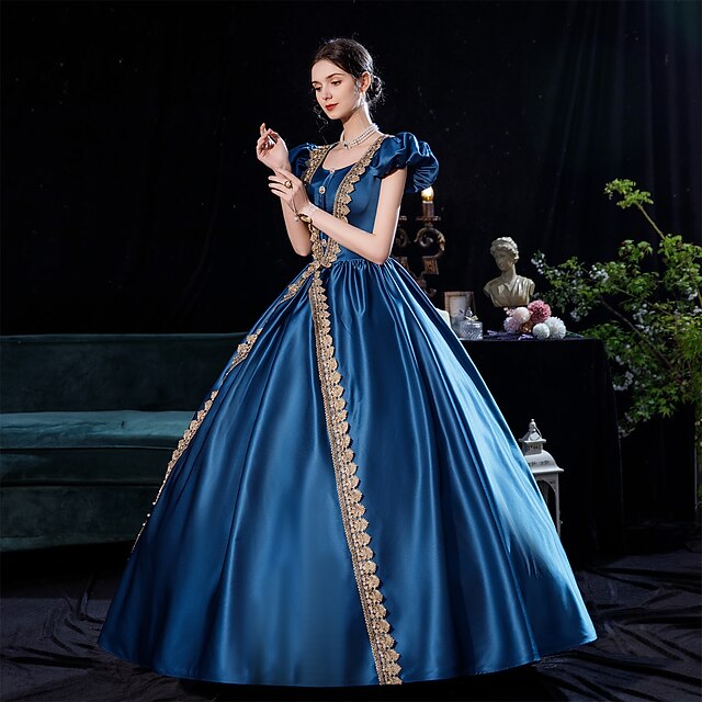 Ball Gown Square Neck 3/4 Length Sleeves Floor-Length Evening Party Gothic Victorian Vintage Inspired Costume Medieval Princess Prom Dress main image 1