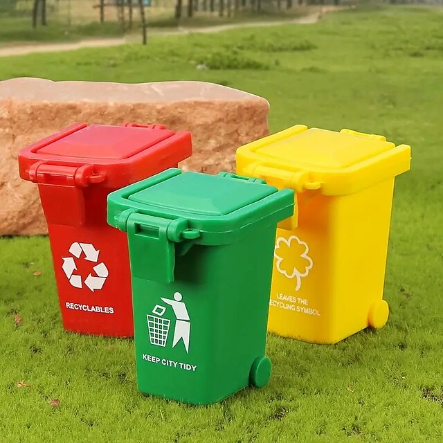  4pcs Three-color Trash Can Building Blocks Toys Learn Garbage Classification Educational Toys Gifts For Boys And Girls