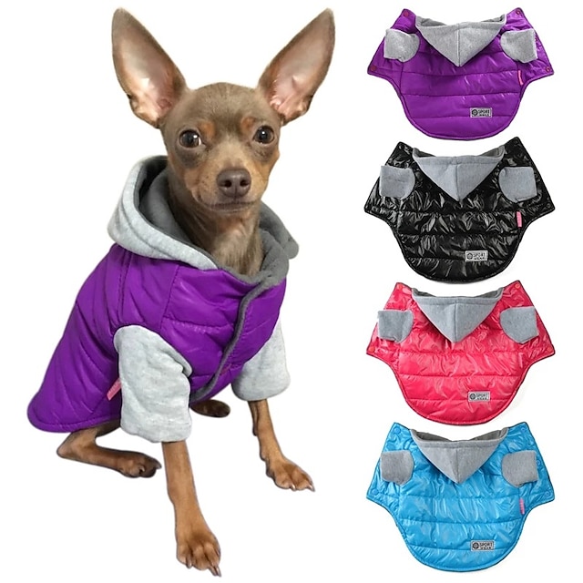 manteau pour chien vêtements en coton épais pour chien vêtements pour petits et moyens chiens chiot gris chapeau vêtements en coton pour animaux de compagnie vêtements pour chiens d'automne et d'hiver