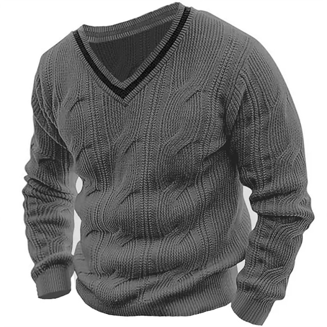 Men's Pullover Sweater Jumper Fall Sweater Jumper Ribbed Cable Knit ...