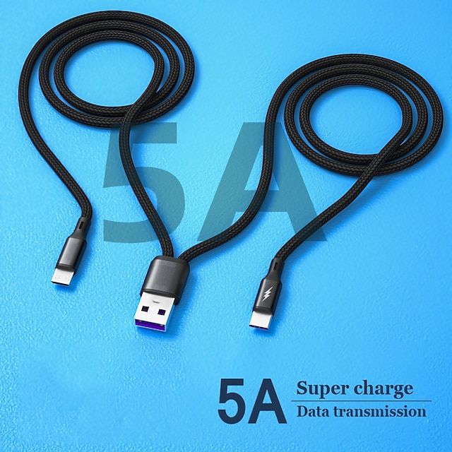  1 pachet Cablu de încărcare multiplu 66W 3.9ft Extensii USB 5 A Cablu Încărcător Încărcare Rapidă Transfer ridicat de date Nailon împletit Durabil 3 în 1 Pentru Macbook iPad Samsung Accesorii de Mobil
