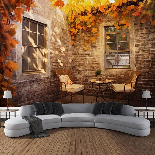  Autumn House Hanging Tapestry Wall Art Large Tapestry Mural Decor Photograph Backdrop Blanket Curtain Home Bedroom Living Room Decoration