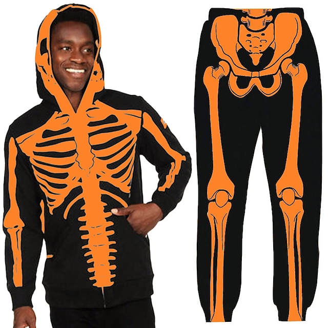  Halloween Skull Skeleton Outfits Hoodie Tracksuit Anime 3D Graphic For Couple's Men's Women's Adults' Halloween Carnival Masquerade 3D Print Casual Daily