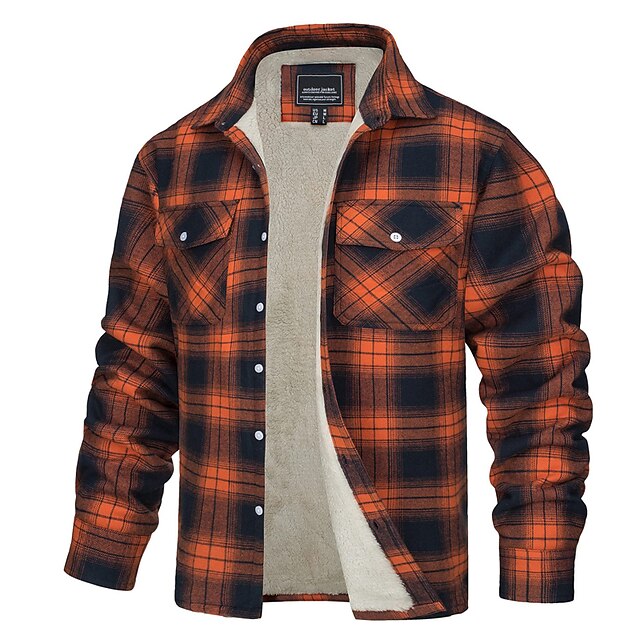 Men's Shirt Jacket Shacket Flannel Fleece Jacket Outdoor Daily Wear ...