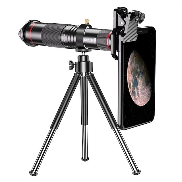  48x super telefoto zoom lente do telefone móvel telescópio de metal monocular poderoso móvel hd teleobjetiva com tripé para acampar