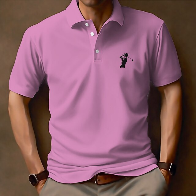 Men's Polo Shirt Lapel Polo Graphic Polo Button Up Polos Cotton Polo