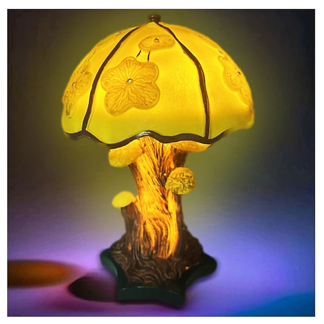  6-Zoll-Pilz-Tischlampe, Bohemian-Harz, dekorative Nachttischlampe für Schlafzimmer, Wohnzimmer, Heimbüro, Dekor, Geschenk
