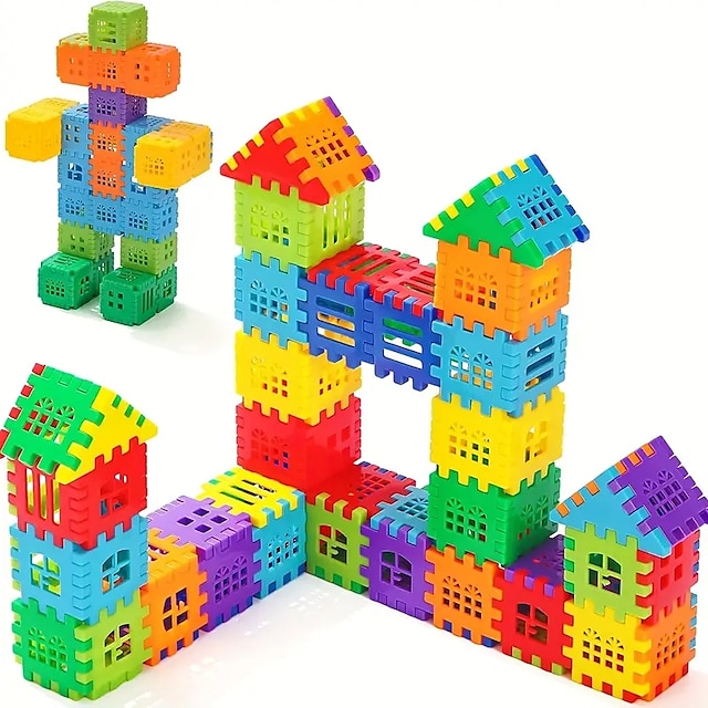  103db villa építőkocka játékok ház toldó játékok montessori játékok kisgyermekeknek finommotorika oktatás - osztályozás és összeillesztés gyerekoktatás egymásra rakott játékok véletlenszerű színek