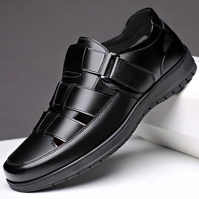 Men's Black Sandals with Multiple Straps and Comfortable Sole for Summer and Casual Wear 8
